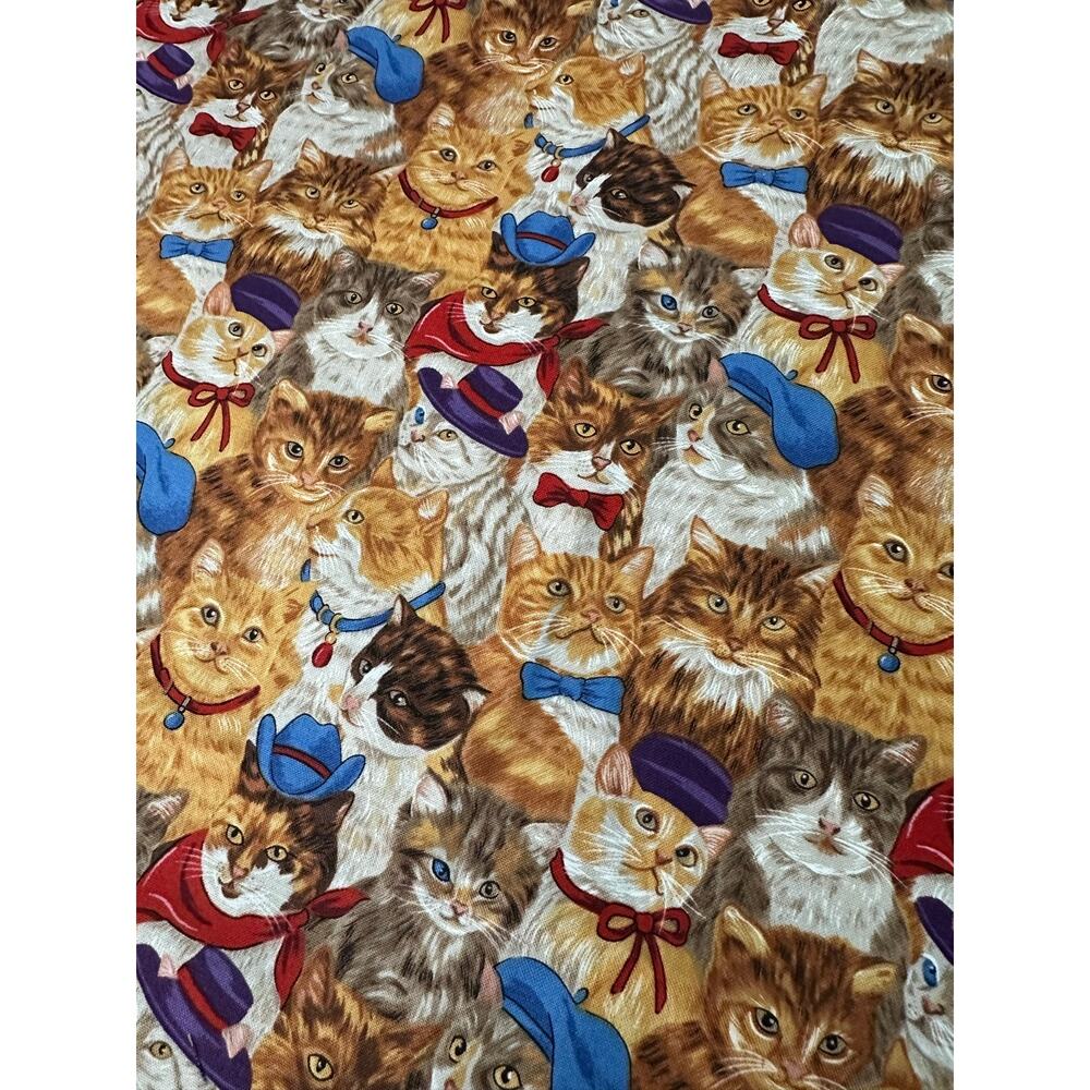VINTAGE My Loyal Friends by Jeffery Marc Cats Kitten in Hats Cotton LAST YARD